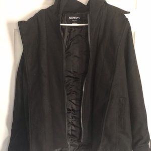 All Black pea coat jacket with hoodie